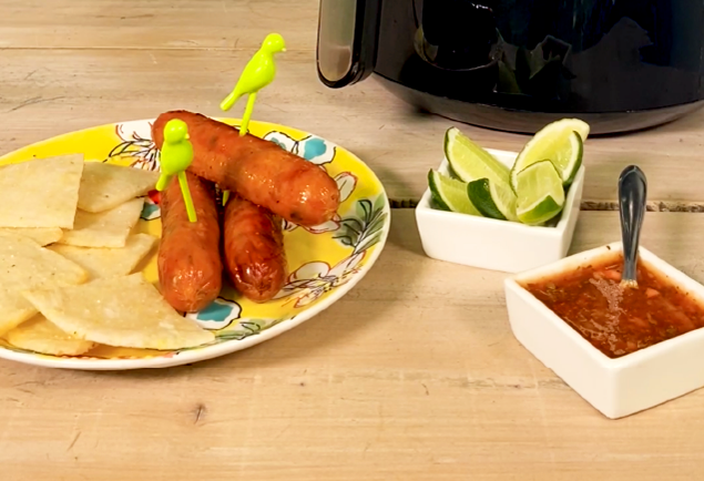Chorizos con freidora de aire
